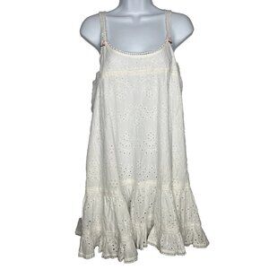 Dolls Kill Sugar Thrillz Cotton Skies Mini Dress Size XS White Eyelet Lace Shift